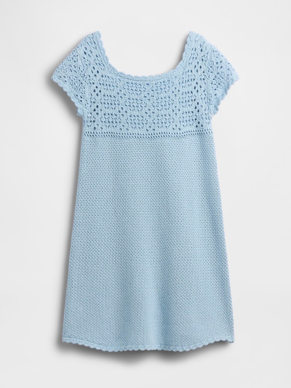 GAP Light Blue Girl’s Crochet Sweater Dress 100% Cotton